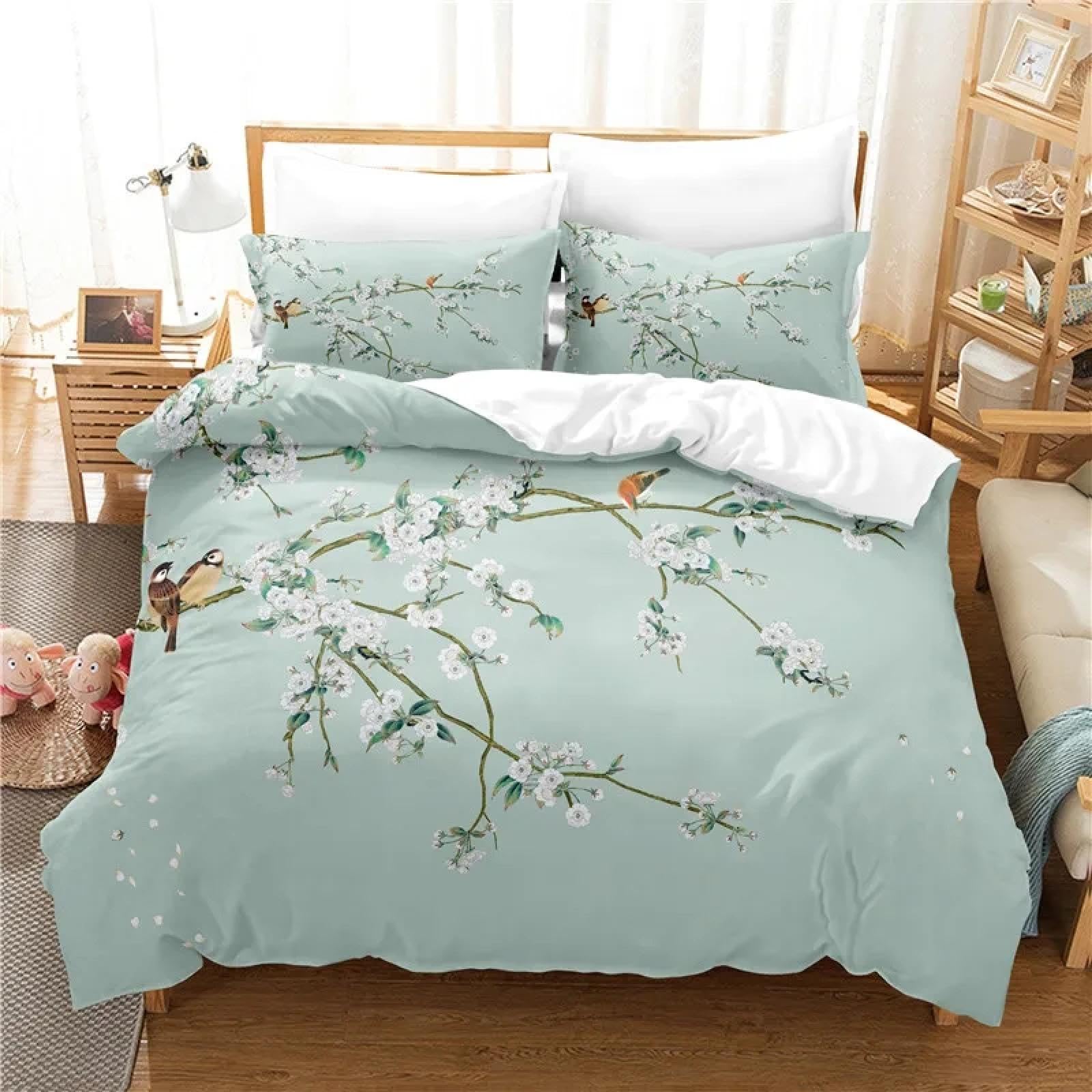 Housse de couette fleur ensemble de lit imprimé haute définition taille reine 220x240