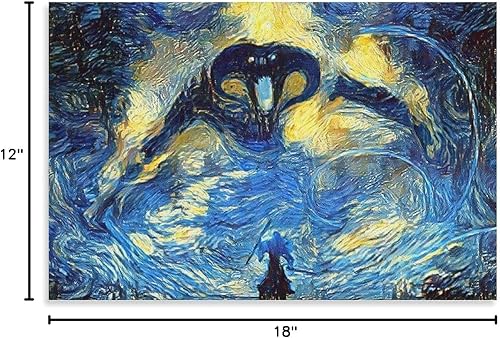 Balrog Vs Gandalf - Póster de Van Gogh con la noche estrellada de Señor del anillo, pintura decorativa, lienzo, arte de pared, póster de sala de
