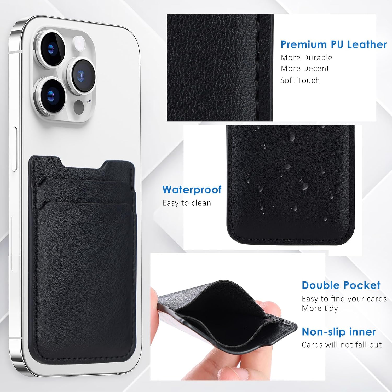 Fulgamo Phone Wallet Stick on,Card Holder for Phone Case,Phone Card Holder image 5