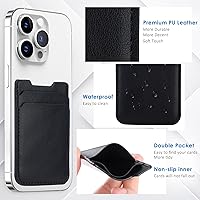 Vista 5 de Sticky Wallet, paquete de 2 fundas para tarjetas de crédito, adhesivo de cuero con doble bolsillo para iPhone, Android, Samsung - 2 negro, 1 blanco
