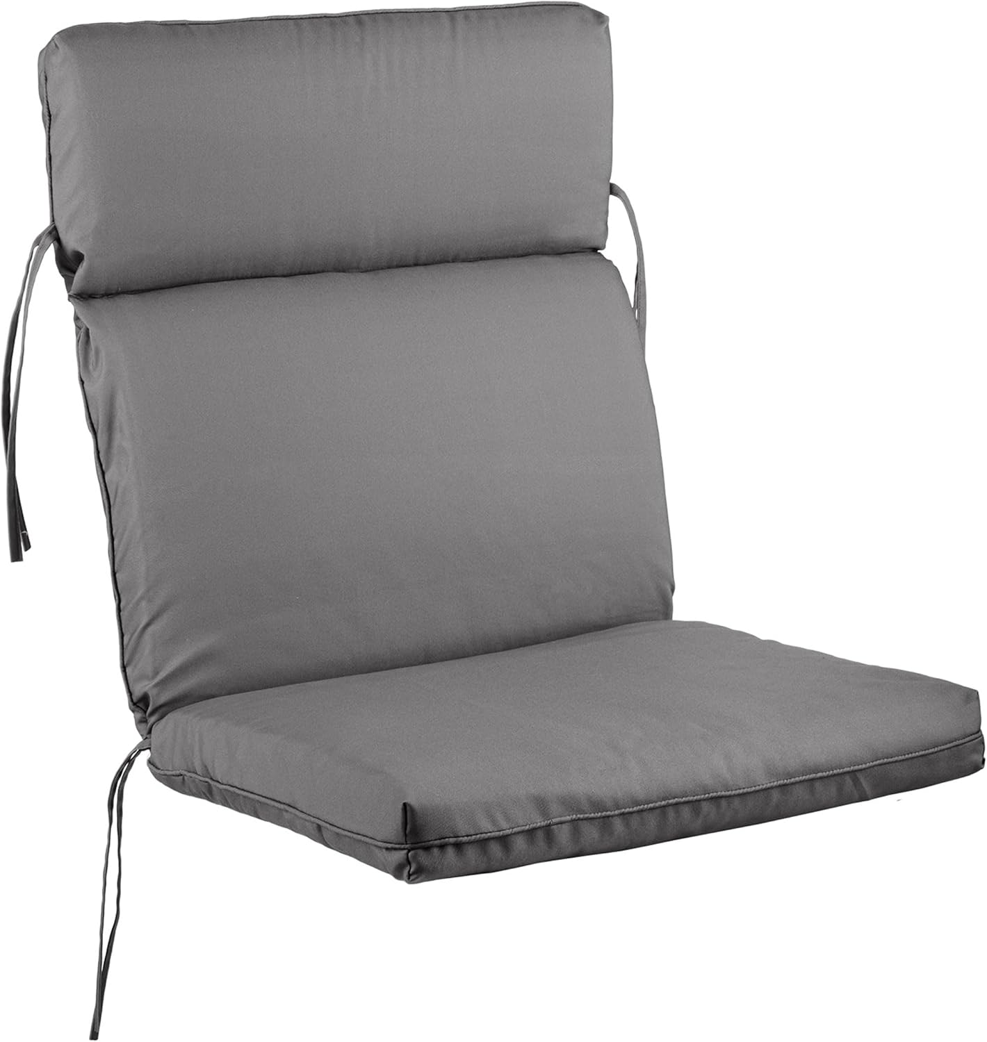 Outdoor Chair Cushion - 45x21.5x3in High Back Outdoor Chair Cushions for Patio Furniture, Rocking, Adirondack or Dining Seats - Water, Fade, and UV-Protected Fabric with Ties by Lavish Home (Gray)