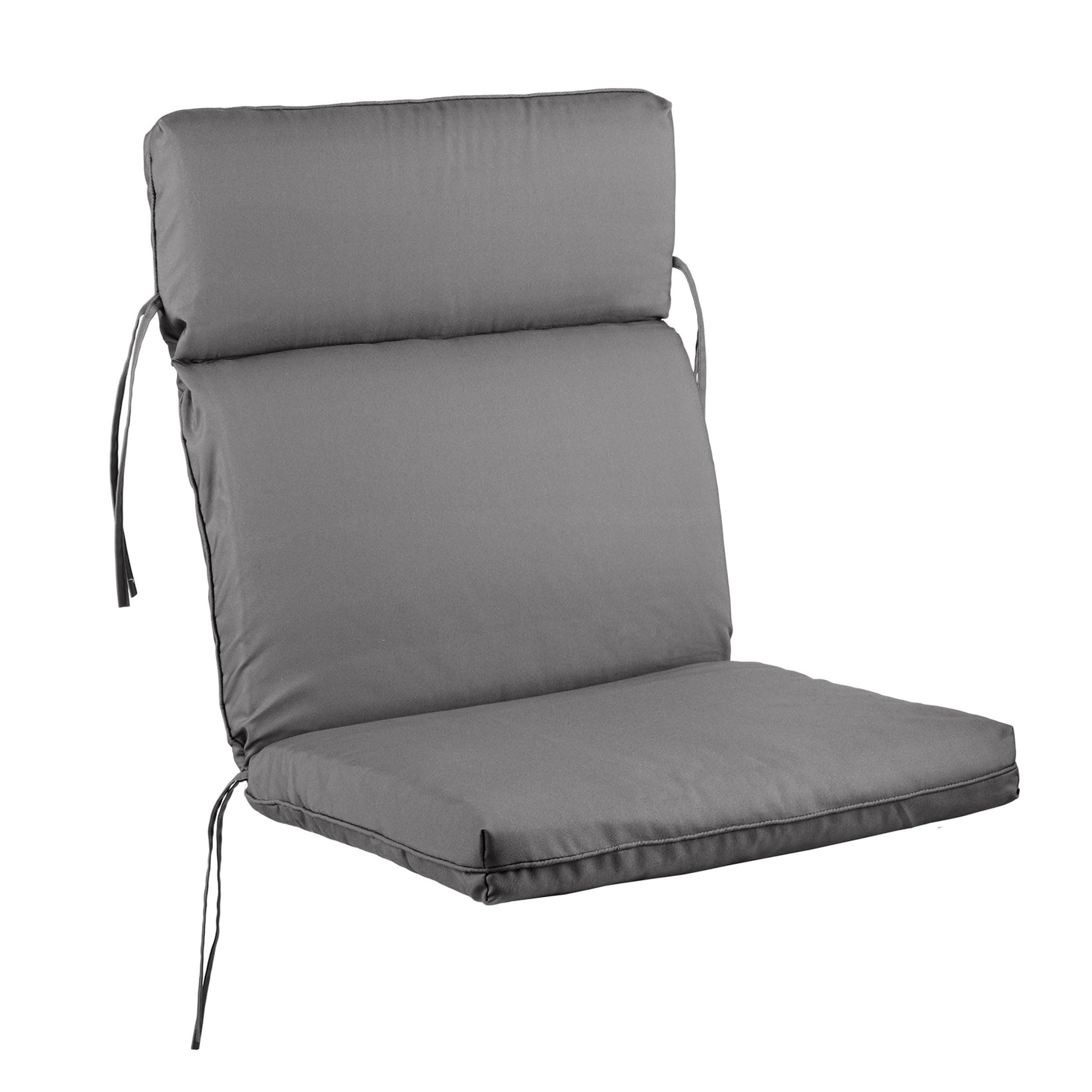 Outdoor Chair Cushion - 45x21.5x3in High Back Outdoor Chair Cushions for Patio Furniture, Rocking, Adirondack or Dining Seats - Water, Fade, and UV-Protected Fabric with Ties by Lavish Home (Gray)-image-32