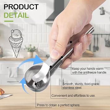 Ice Cream Scoop with Trigger,Stainless Steel Cookie Scoop,Ice Cream Scoops
