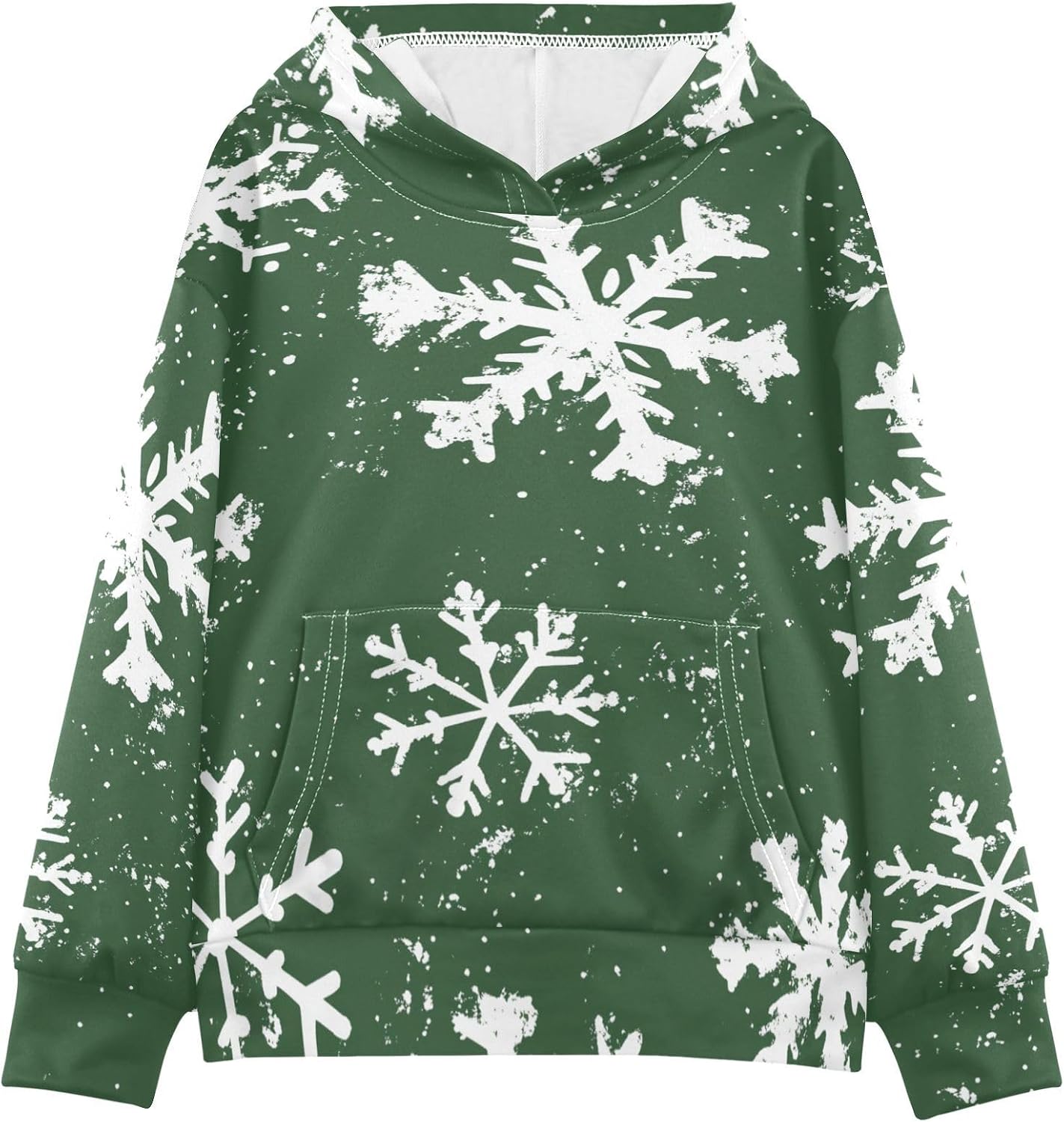 ZZXXB Snowflakes Kids Sweatshirts Boys Girls Hooded Kangaroo Pocket Pullover Tops XS-XXL