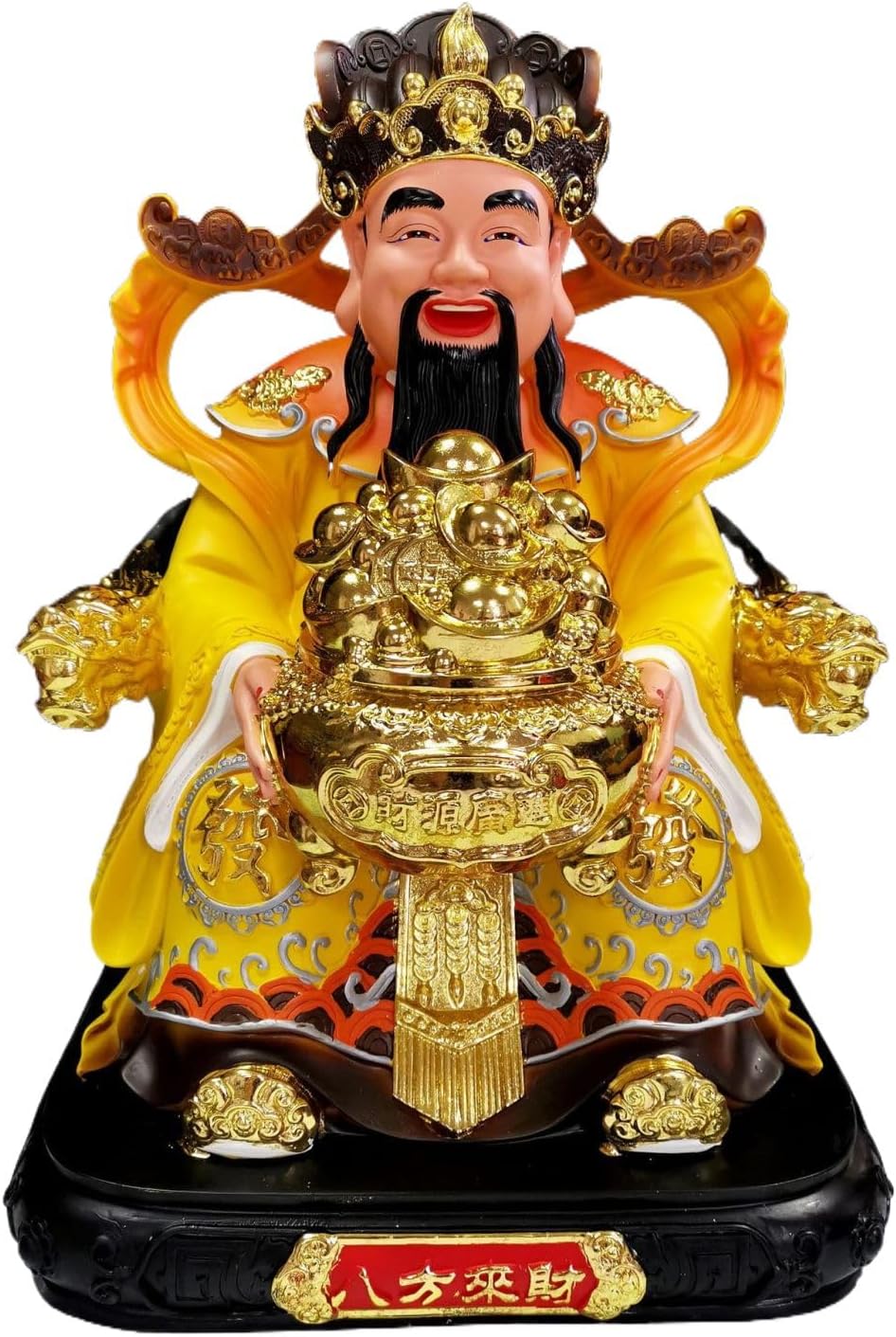 Laughing Buddha Maitreya Buddha Statue 树脂佛像玻璃钢鎏金彩绘红衣元宝文财神爷招财财神爷佛像供奉 8892