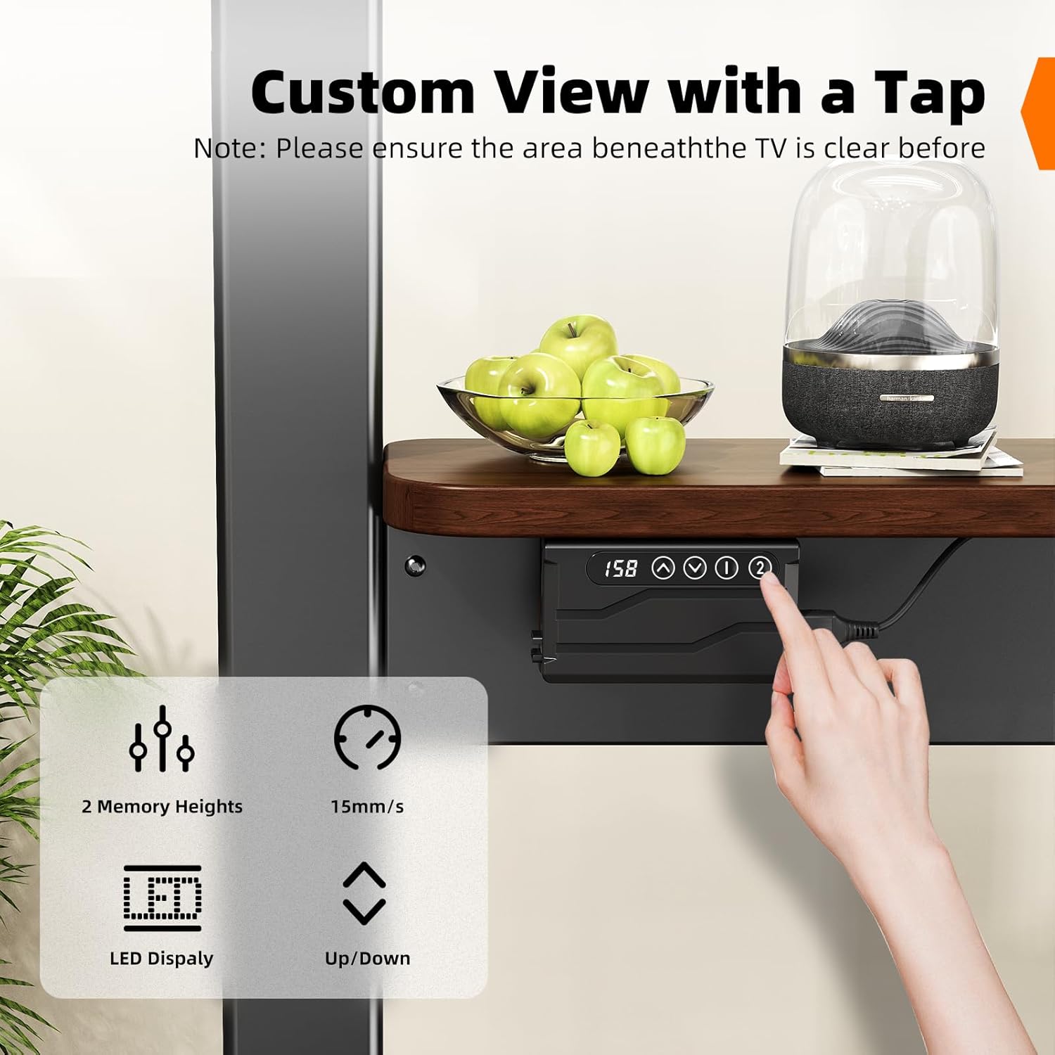 Close-up of the control panel with buttons for memory settings and up/down adjustment.