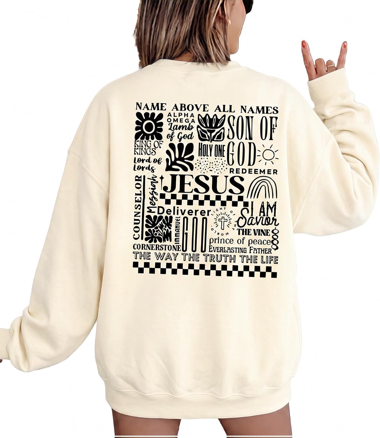 Christian Jesus Sweatshirt Women Religious Faith Sweatshirts God Pullover | Inspirational Waymaker Long Sleeve Shirt Bible Verse Cross Vintage Tops Oversized Crewneck Pullover Faith over Fear Hoodie