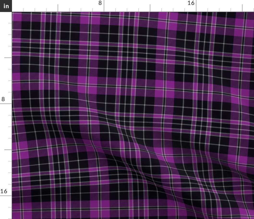 Spoonflower Fabric - Clergy Tartan Purple Plaid Grey Printed on Petal Signature Cotton Fabric by The Yard - Sewing Quilting Apparel Crafts Decor