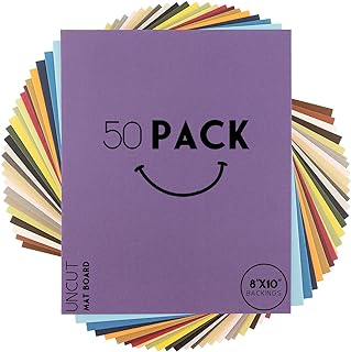 Golden State Art, Pack of 50, Uncut 8x10 Mat Boards, Assorted Colors, 4-ply Thickness Matboard Great for Frames, Artworks, Prints, Pictures