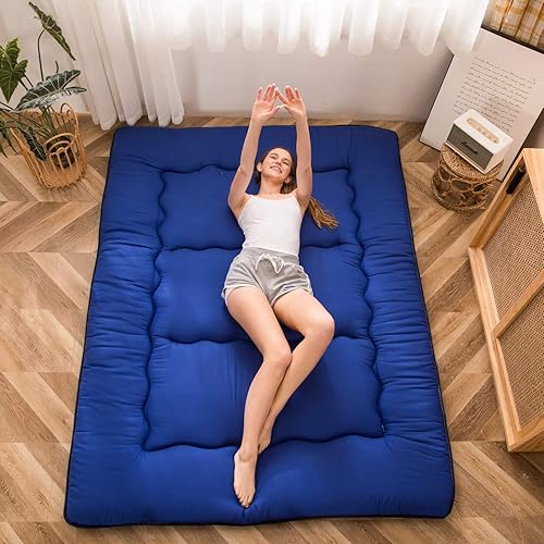 Miniatura 435 de Colchón futón japonés de piso gris constelación, de piso tatami, portátil, para acampar, para niños, sofá cama plegable enrollable con protector de