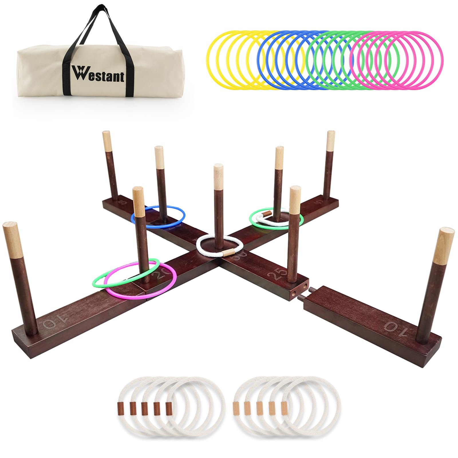 Westant 33" Giant Ring Toss Game for Yard - Wooden Set with 30 Rings &amp; Bag