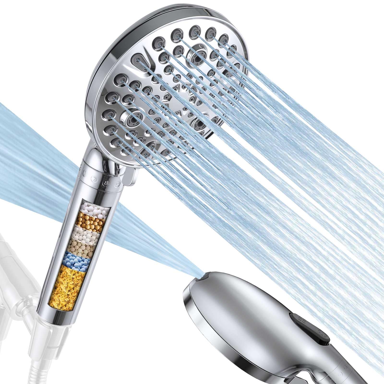 Hardivalue Multifunctional Handheld Shower Head High Pressure 8 Mode