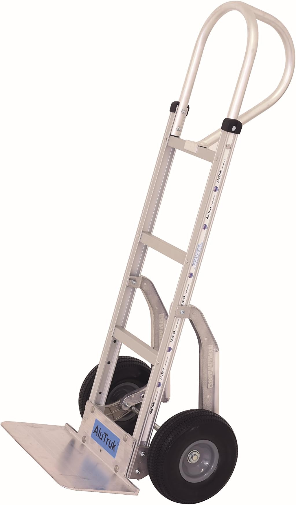AluTruk K27AY10SG Hand Truck for Food and Drink, Straight Back Frame, Vertical Loop P Handle, 455 mm × 225 mm Toe Plate, Puncture-Proof Tyre, Steel Hub with Stair Glides