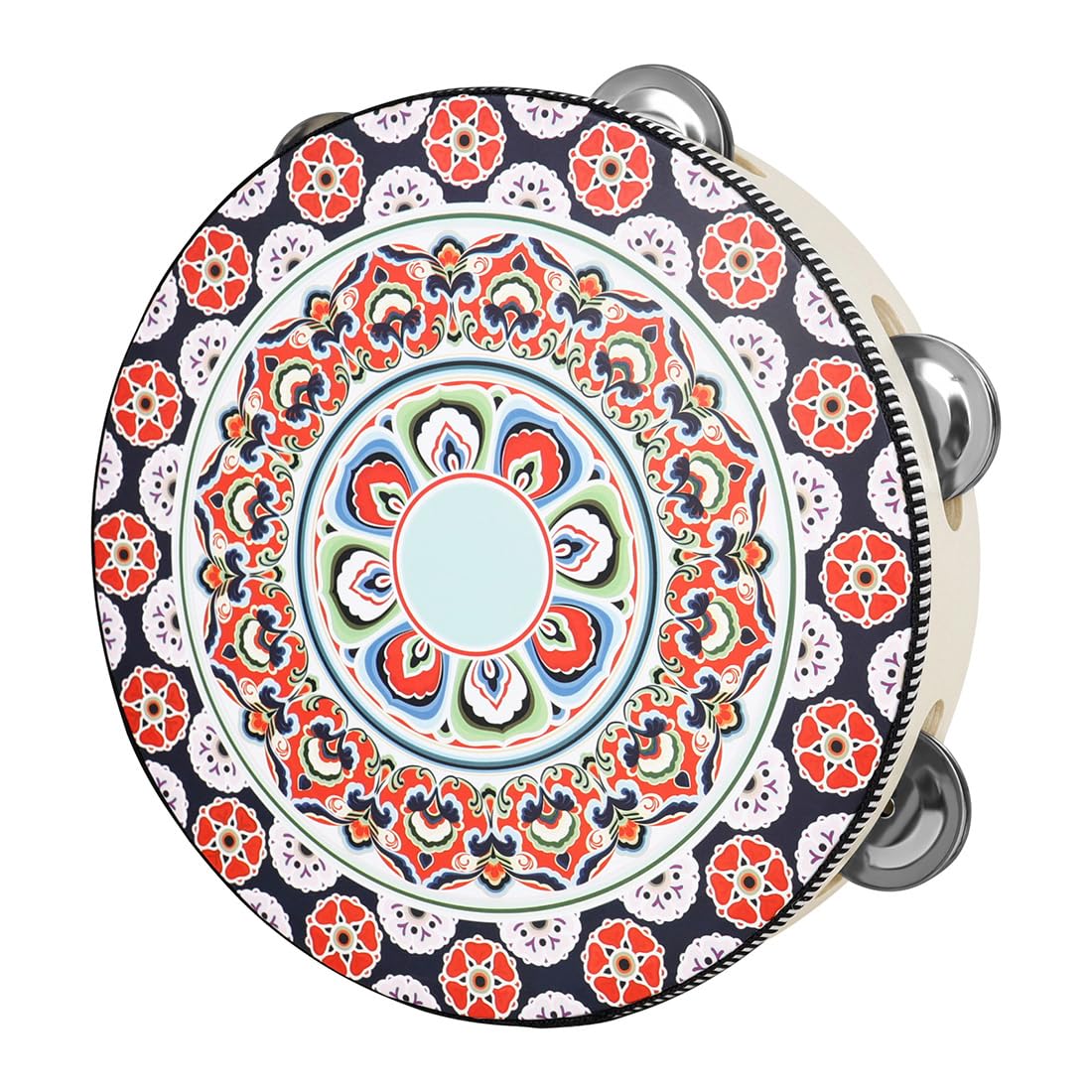 OriGlam 8 Inch Tambourine Wood Handbell Music Drum
