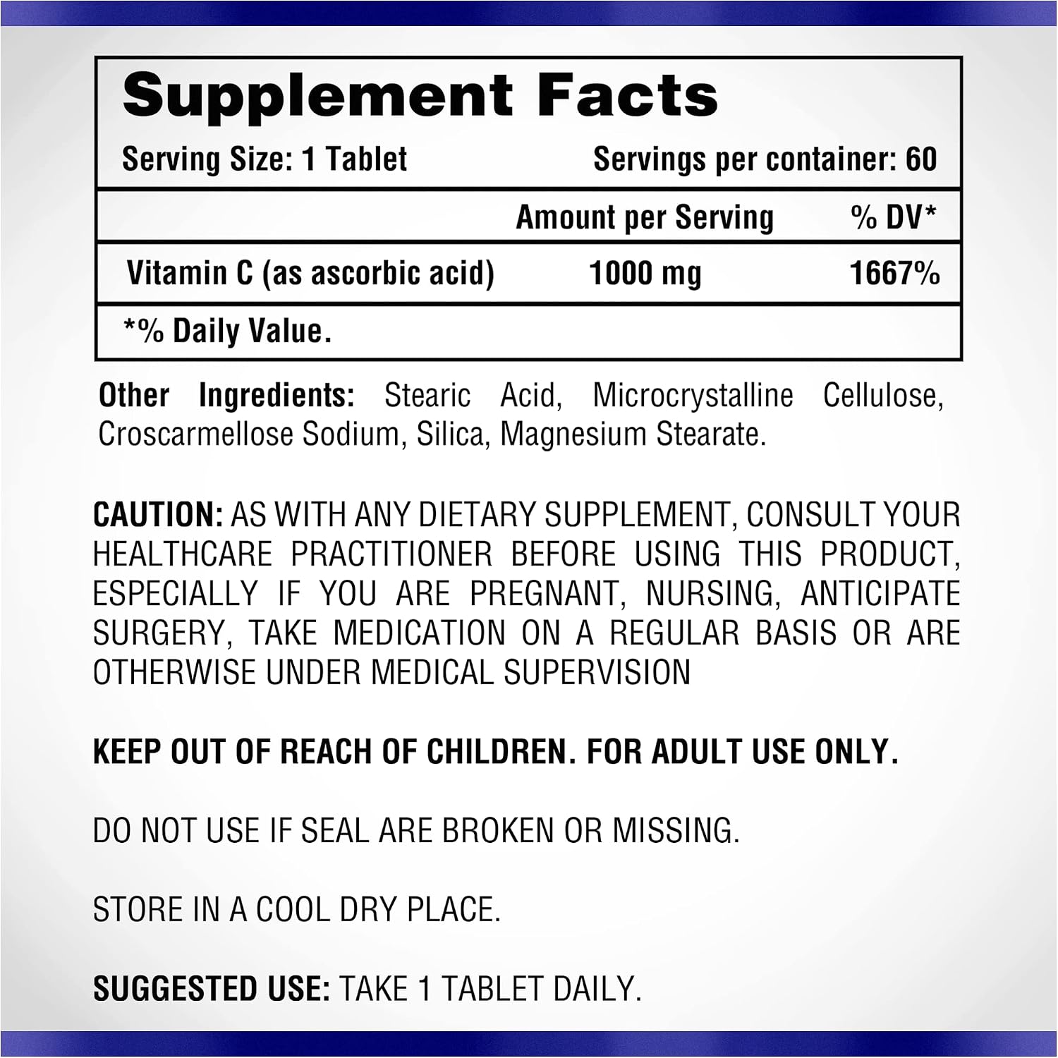 Natural Systems Vitamin C 1000mg Tablets - 60 Tables - Perfect for Immune Support and System - Dietary Vitamin C Supplement - Ascorbic Acid 1000mg - Made in USA - Vitamina C - VIT C.