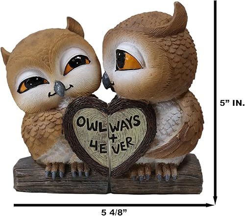 Miniatura 6 de Ebros - Estatua de decoración romántica de 2 piezas con diseño de búhos de San Valentín, pájaros, con forma de corazón, con texto en forma de corazón