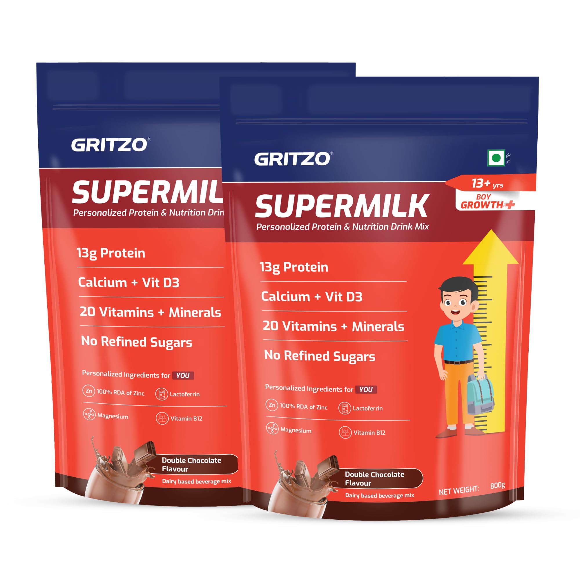 Gritzo SuperMilk Growth+ (13+ Boy), Double Chocolate, 400g — Amazon image 11