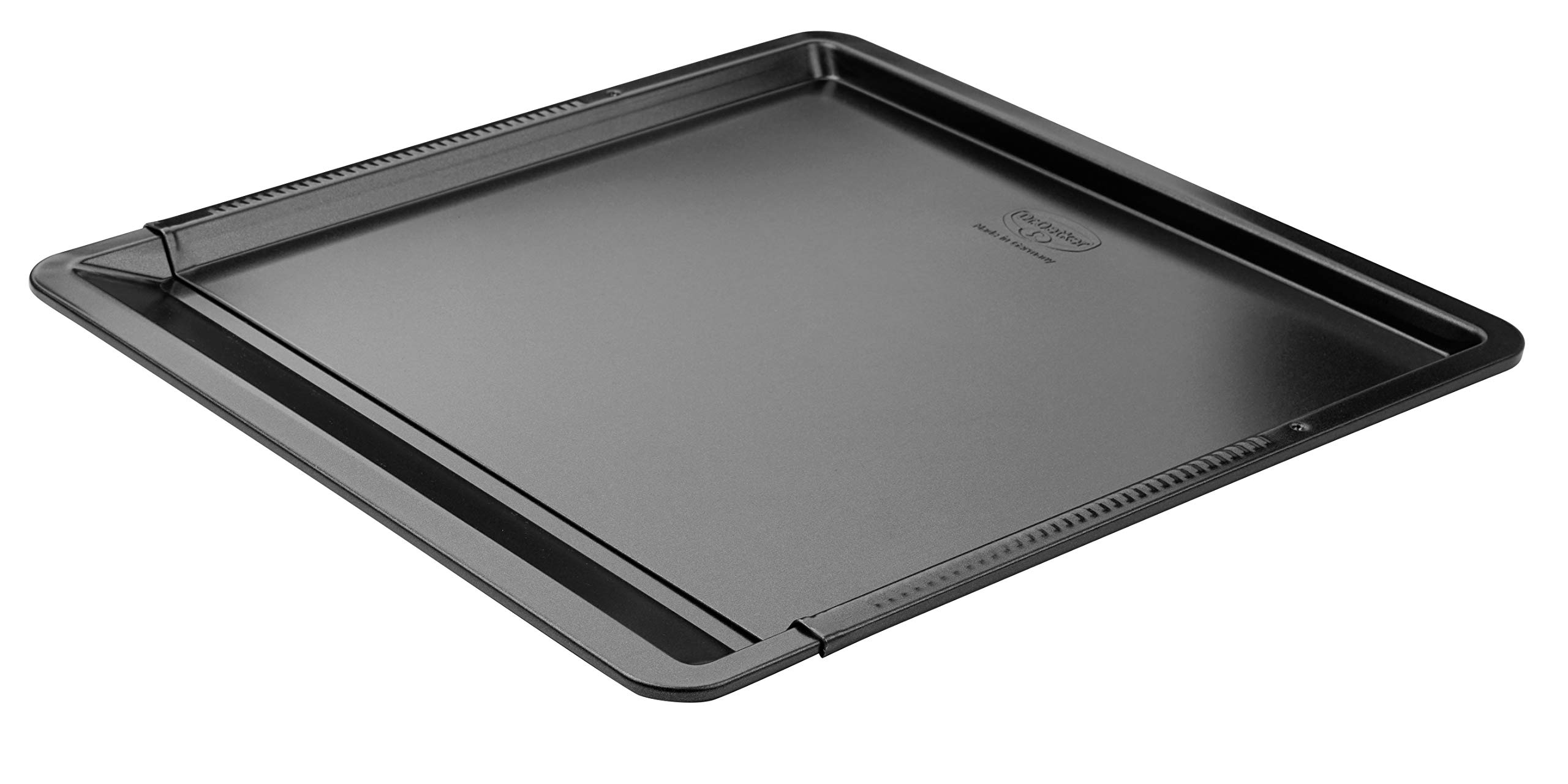 Dr. Oetker Teglia Rettangolare Estensibile 37-52x33x1,5 cm, con Sistema di Bloccaggio Automatico,Carbon Steel con Rivestimento Antiaderente Classic Temp Max 230°C, Linea Tradition