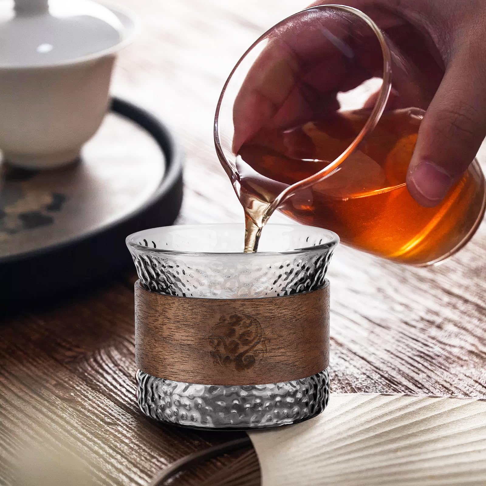 2 Espressotassen Aus Glas Mit Holzring - 150 Ml Kaffeetassen Set