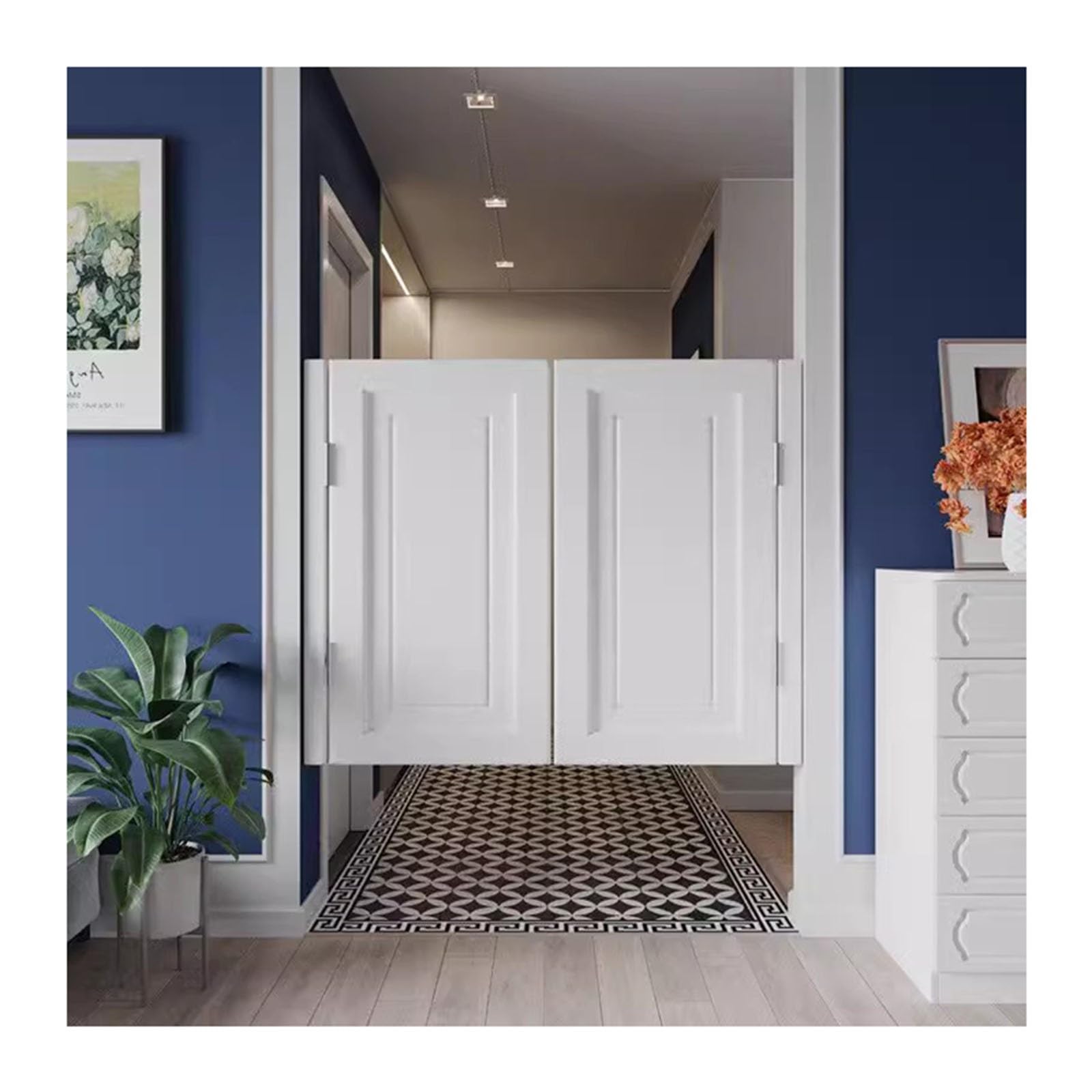 Interior Solid Wood Swing Door, Saloon Cafe Doors,Swinging Doors Cafe Doors, Auto Close Swinging barn Door Swinging Door, for Kitchen Hallway Swinging Doors (Color : D, Size : W100xH100cm(39.37x39.3