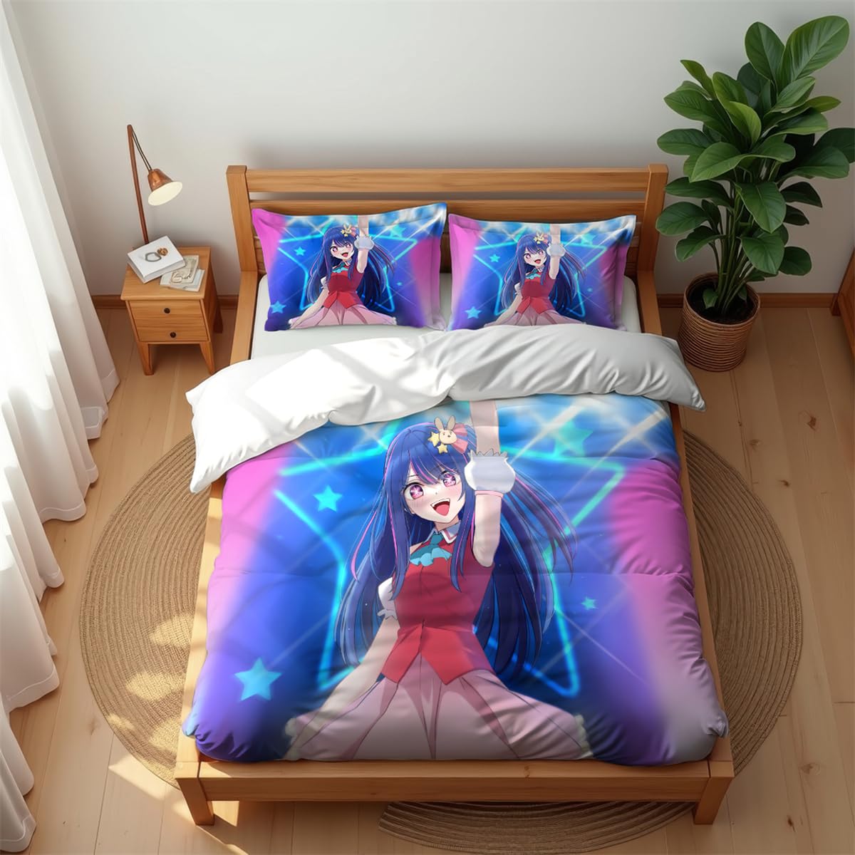 Ste-X Oshi 02 Oshi No Ko Ultra Soft 210 Thread Count Cotton Bedding Set Breathable Anti-Mite Duvet Cover (,200X200cm(Double))