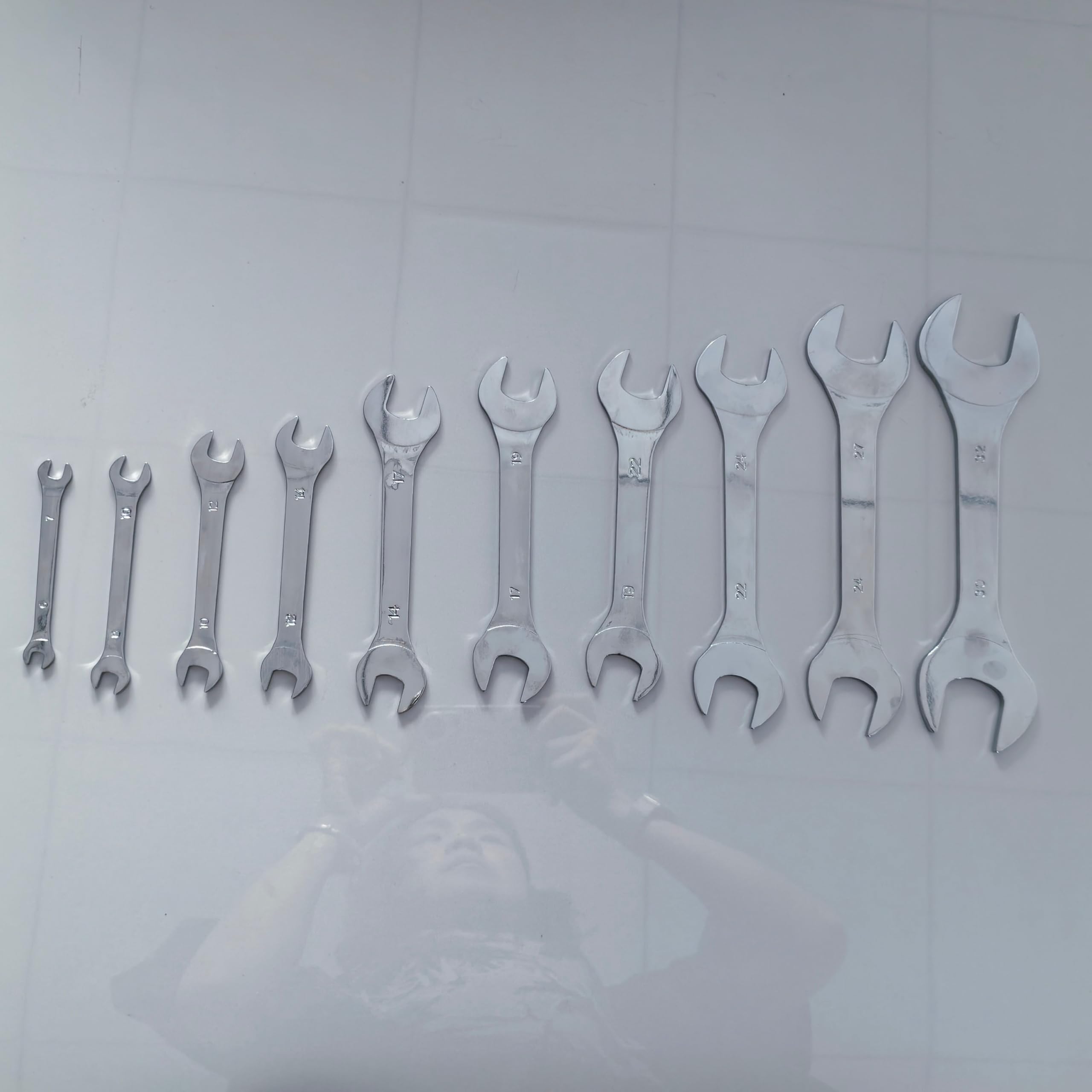 EasyByMall Juego de 10 llaves de doble extremo abierto de 6 a 32 mm, acero al cromo vanadio, herramientas de reparación de automóviles con bolsa de herramientas