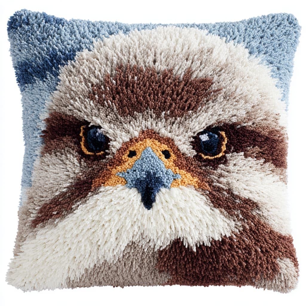 Taxpy DIY Rug Pillow Cover Latch Hook Cushion Kits, Animal Eagle Needlework Pillow Cover Sofa Cushion Rug Making Kits,17x17inch