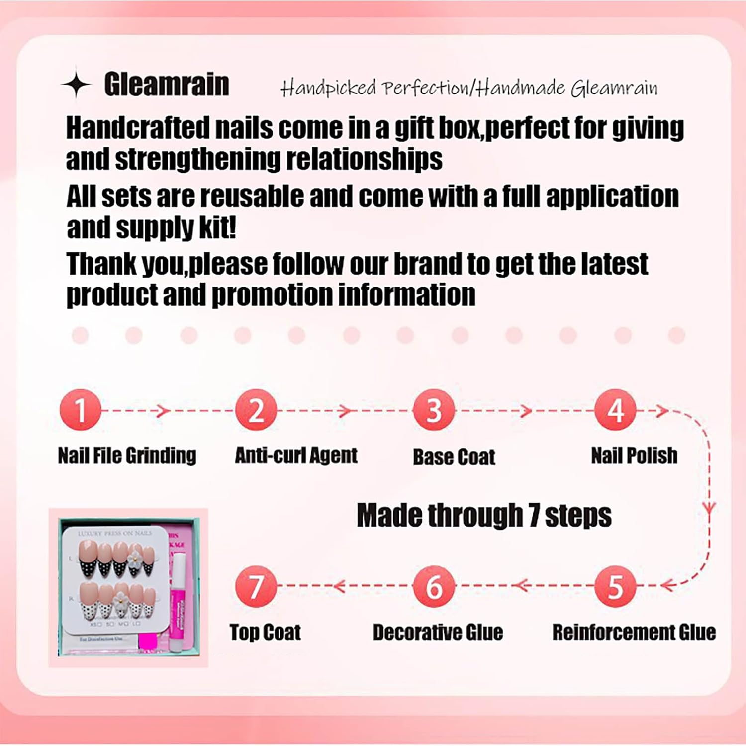 Luxury Professional Manicurist Handmade Nails Press Ons Almond Shape Short Press on Nails with French Tip and 3d Flower Design Nude Base Spring and Daily Use for Women 10pcs Pattern 25