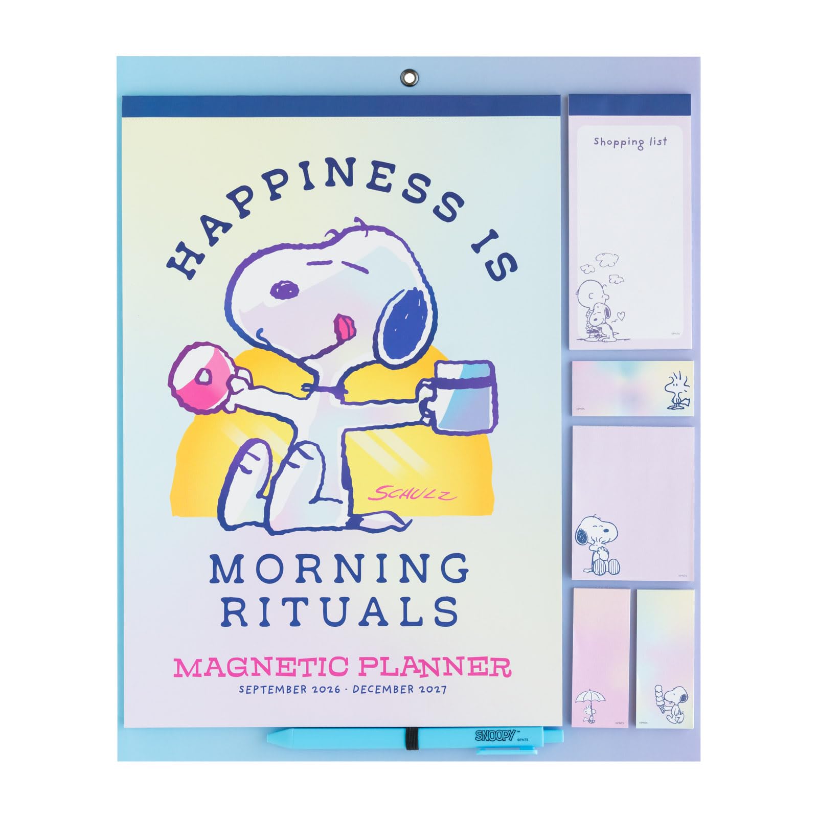 Grupo Erik Magnetic Calendar For Fridge 2027 - Snoopy Gifts for Family | Family Planner Calendar 2027 with Stickers, Pen, Shopping List, Sticky Notes | Magnetic Planner 16 Months Sep 2026 - Dec 2027