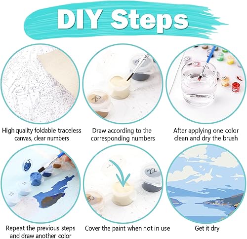 Miniatura 6 de Didfig Kit de pintura de vaca por números para adultos y niños, kit de pintura fácil por números para adultos, arte de vaca blanca, adecuado para