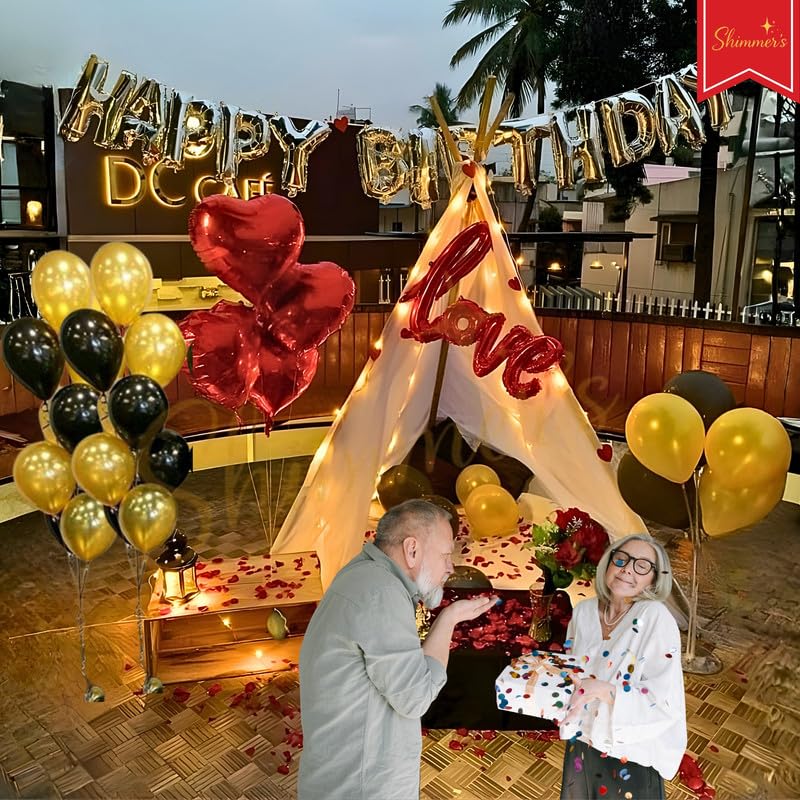 Shimmers Happy B'day Love Theme Canopy Decoration Set – Romantic Hanging Canopy Backdrop for Home B'day Parties 1