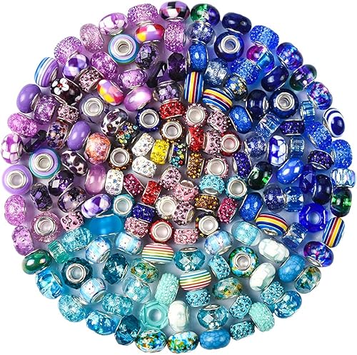 Miniatura 7 de Aipridy Surtido de cuentas de agujero grande europeo, cuentas espaciadoras de diamantes de imitación para manualidades, abalorios, pulseras y joyas