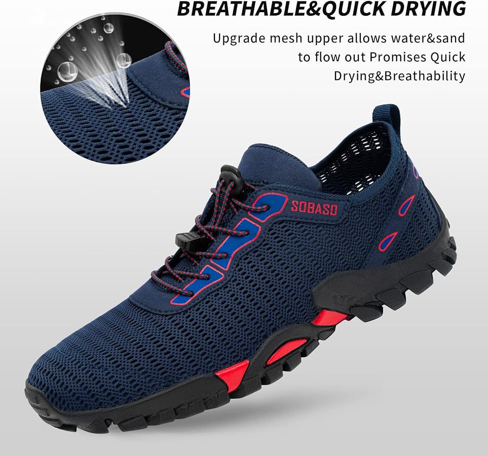 NWT SOBASO Unisex Hiking Water Shoes Quick Drying ,Cyan Blue/Black-SZ 43 Ecetana Water Shoes for Women and Men, Quick Dry Barefoot  main image 4