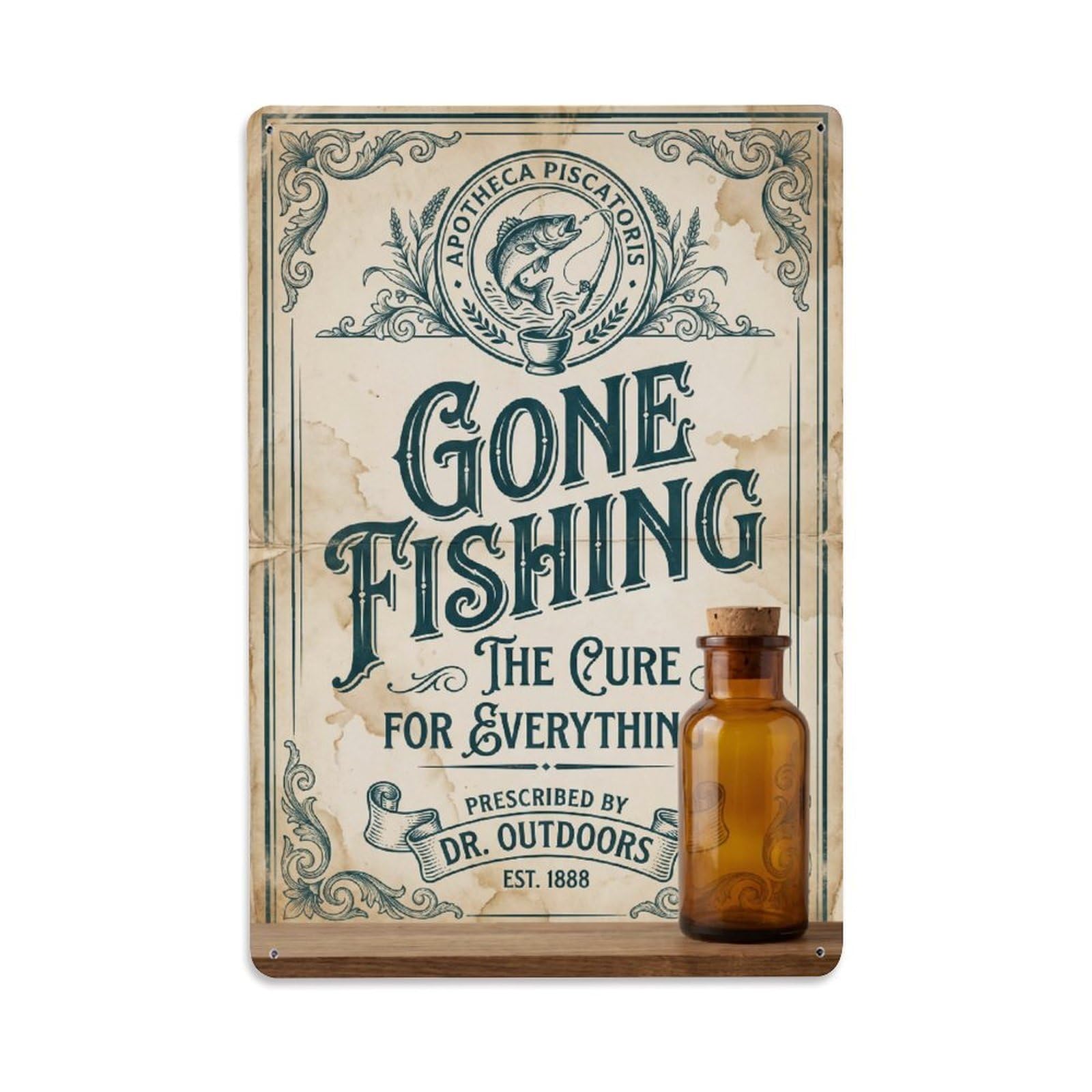 Gone Fishing Fishing Legend Vintage Metal Tin Sign Plaque Wall Decor for Cafe, Club, Garden Metal Poster 8x12Inch