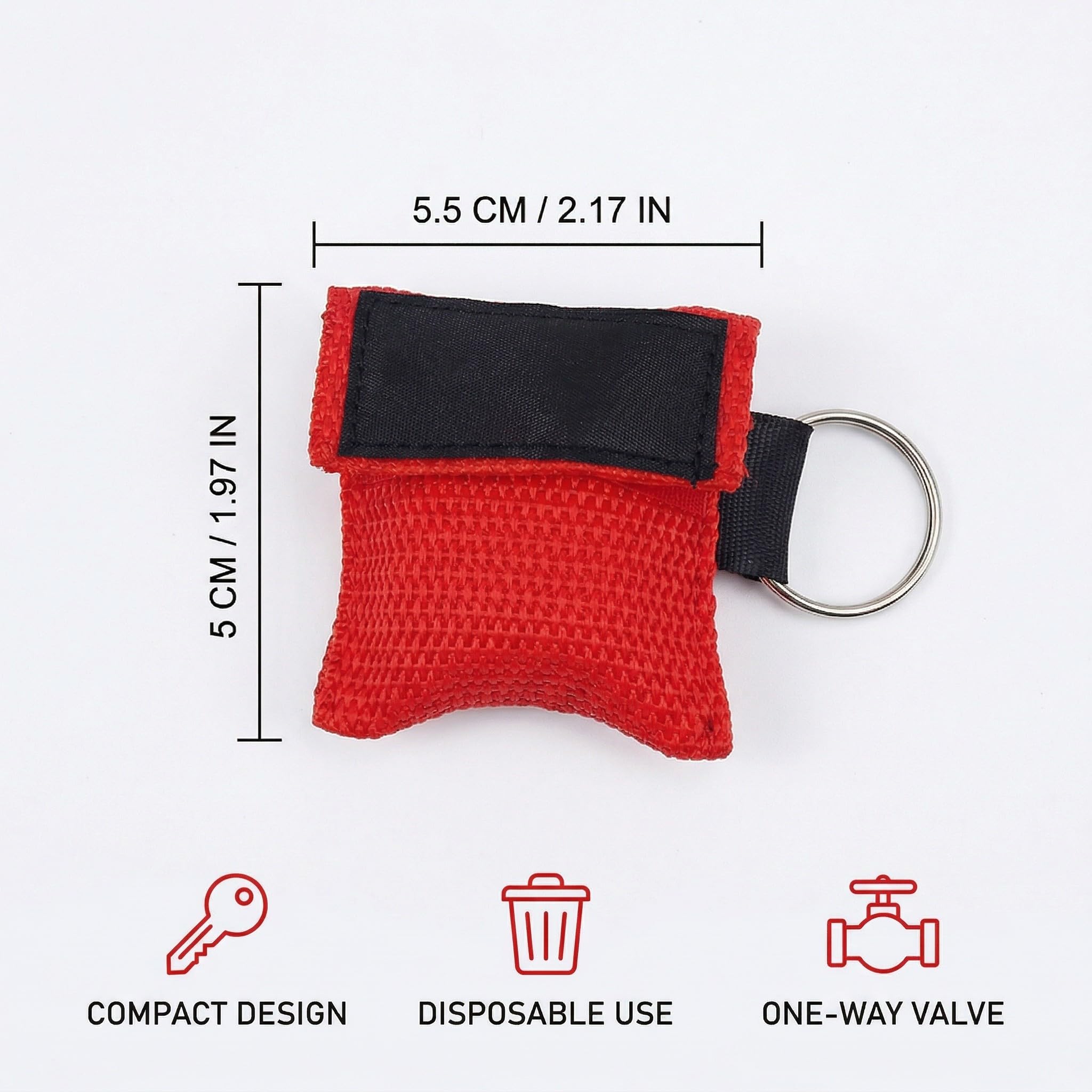 Pocket Mask 4 Pezzi 5X5,5Cm Rosso Nero Primo Soccorso Respirazione Bocca A Bocca