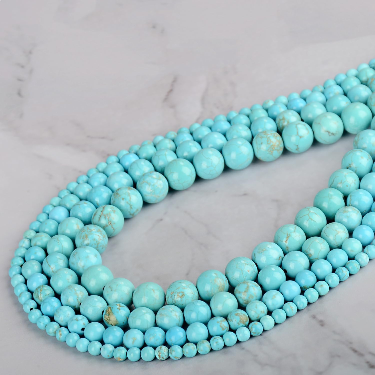 4mm 200pcs Natural Stone Round Beads Blue Turquoise Genuine Stone Beading Loose Gemstone DIY Charm Smooth Beads for Bracelets Necklaces Earrings Hole Size 1mm (Blue Turquoise 4mm) - Image 2