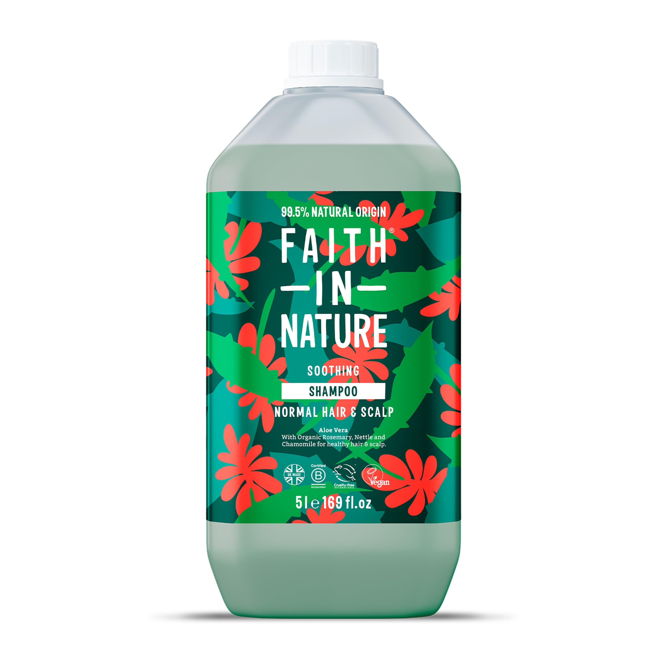 Faith In Nature Natural Aloe Vera Shampoo, Soothing for Normal Hair & Scalp, Vegan & Cruelty Free, No SLS, Silicones or Parabens, 5L Refill Pack