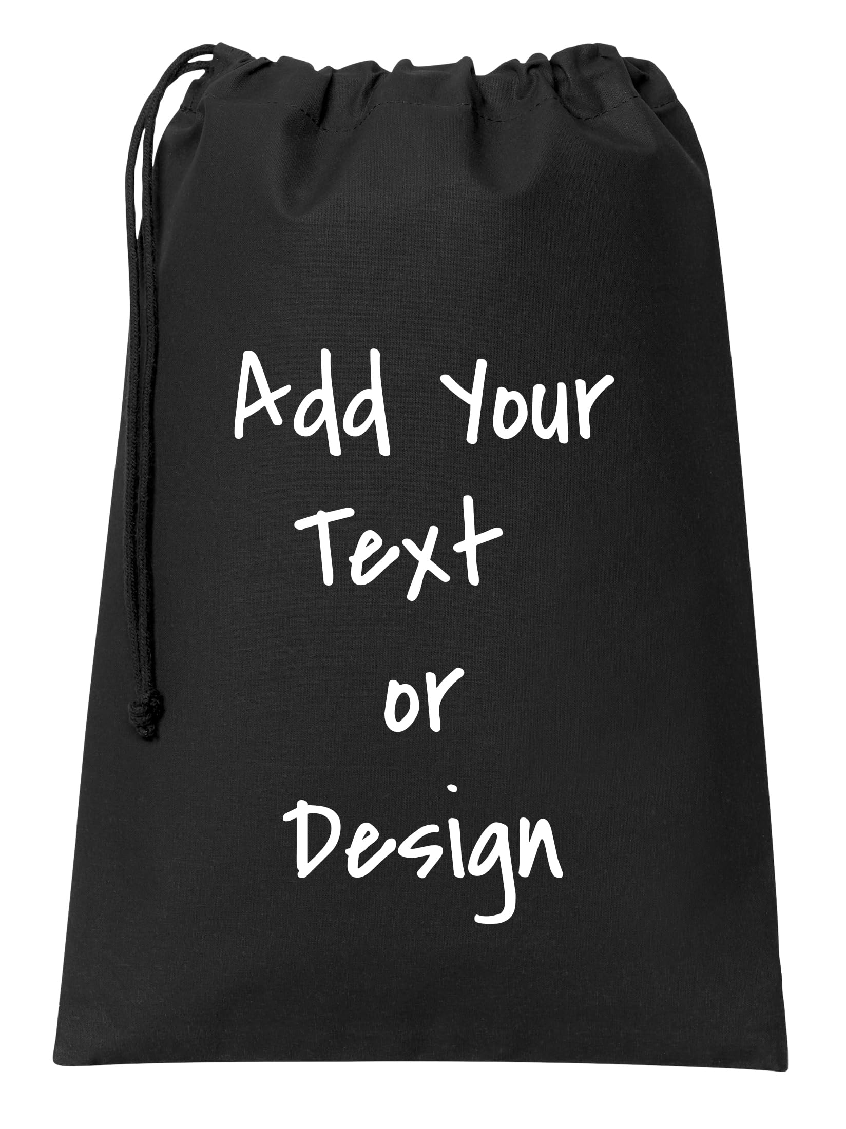 all about me company Personalized Cotton Drawstring Bag 16in x 11in (Deep Black)