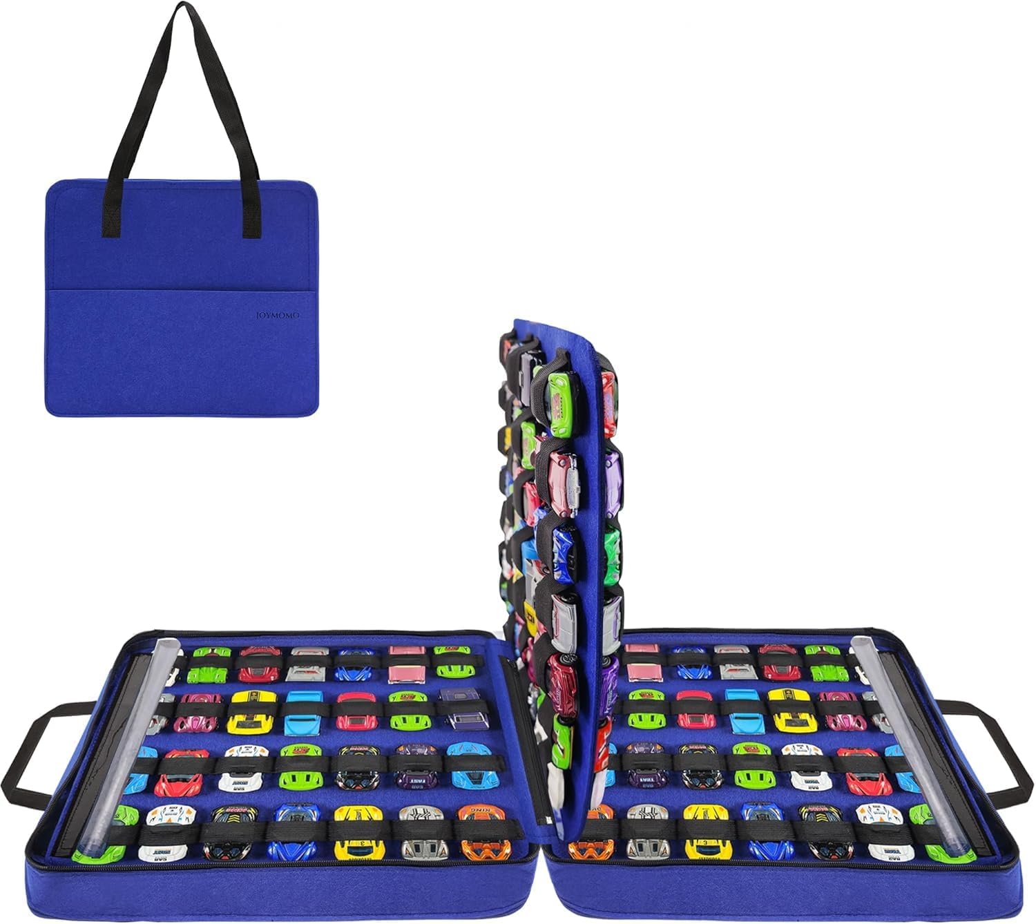 Carrying Case for 112 Toy Car Storage, Portable Container Carrier Organizer (Blue)