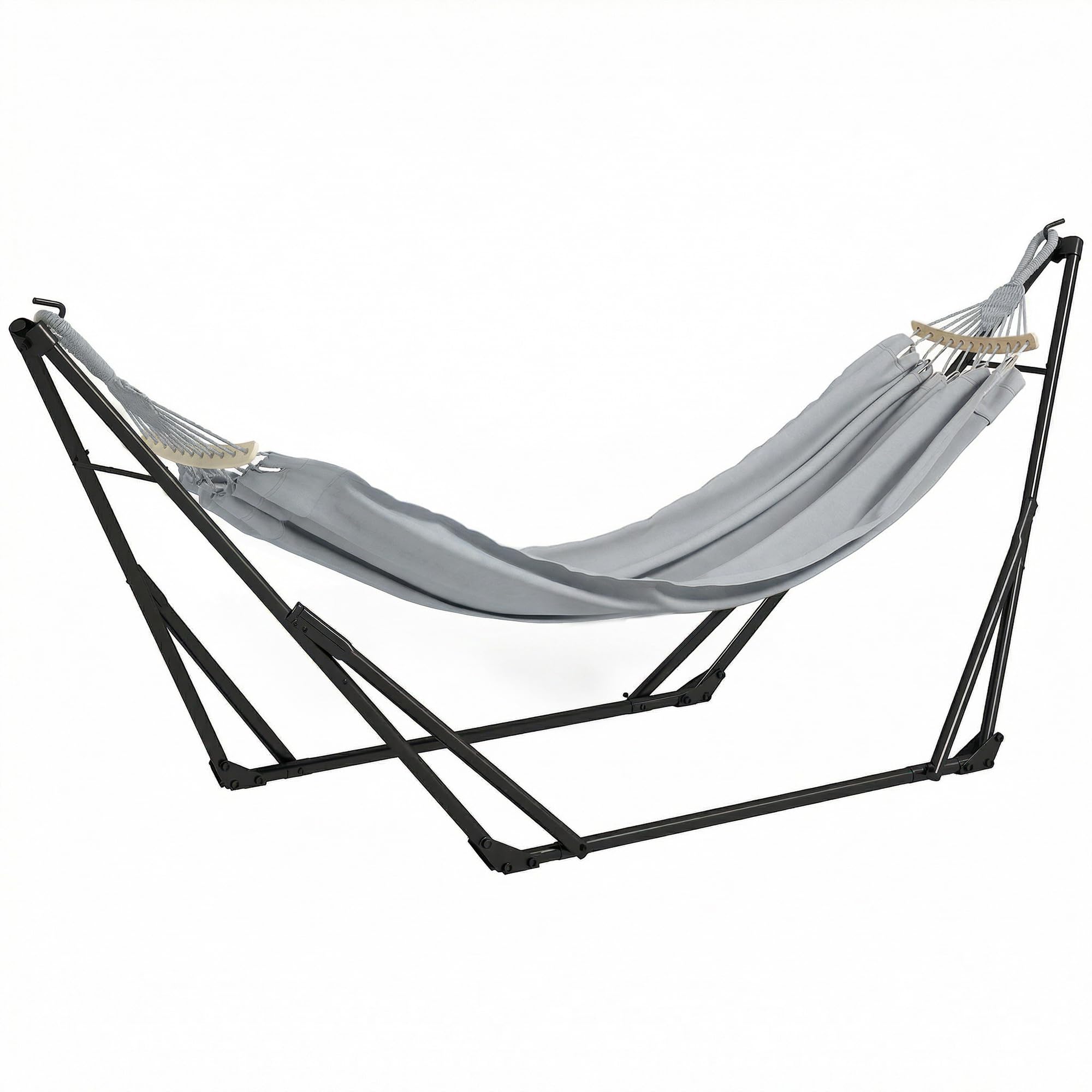 Outsunny - Soporte con hamaca plegable de acero, soporte 2 en 1 para hamaca o silla colgante, bolsa de transporte incluida, 268 x 89 x 100 cm, color gris