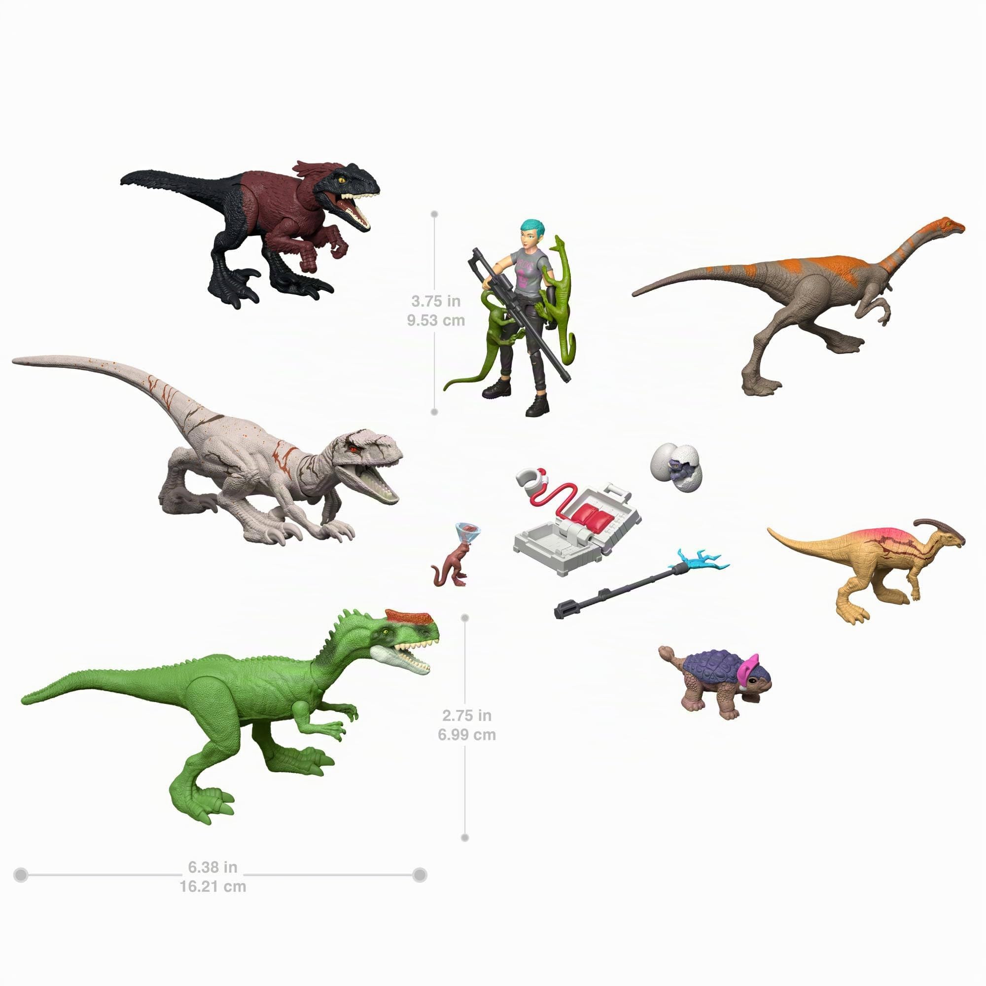 Mattel Jurassic World - Calendario dell'Avvento 2025, 12 finestrelle a sorpresa con Smoothie e altri 8 dinosauri, personaggio Brooklynn e tanti accessori, giocattolo per bambini, 4+ anni, JGM17