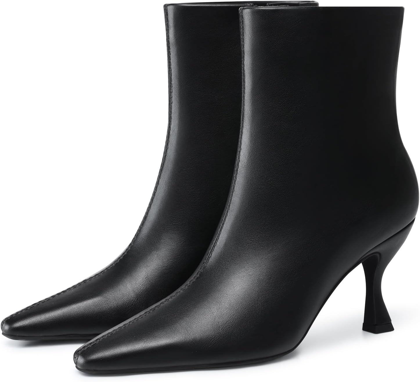 Womens Kitten Heel Booties: 3.5 In High Heel, Pointed Toe Sexy Ankle Boots, Fall Trendy Side Zipper Short Boots for Formal, Night, Party, Everyday