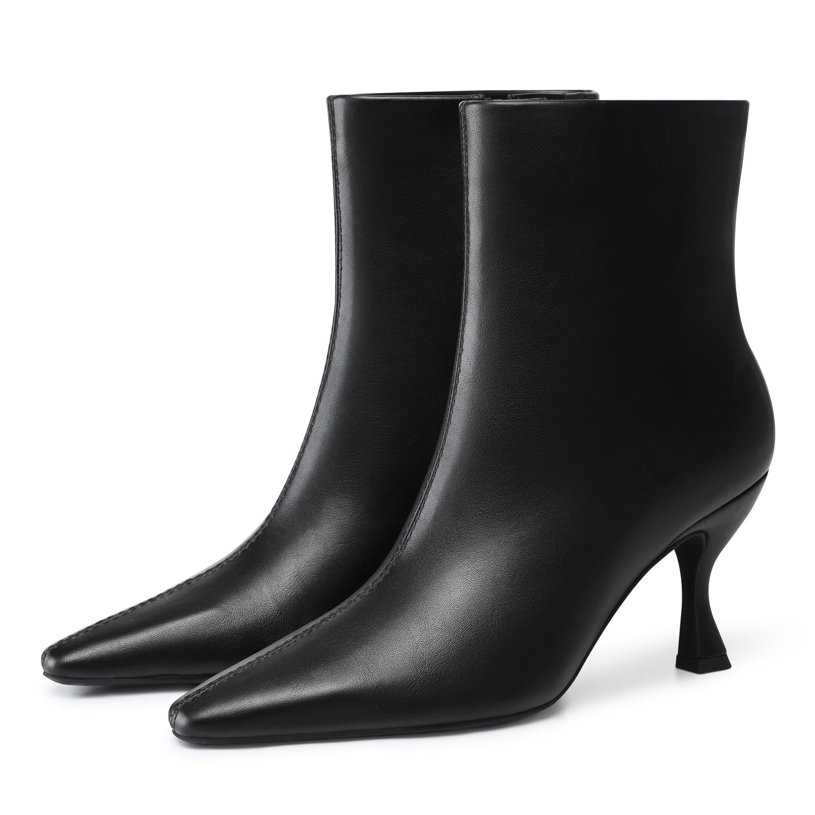 Womens Kitten Heel Booties 3 5 In High Heel Pointed Toe Sexy Ankle Boots Fall Trendy Side Zipper