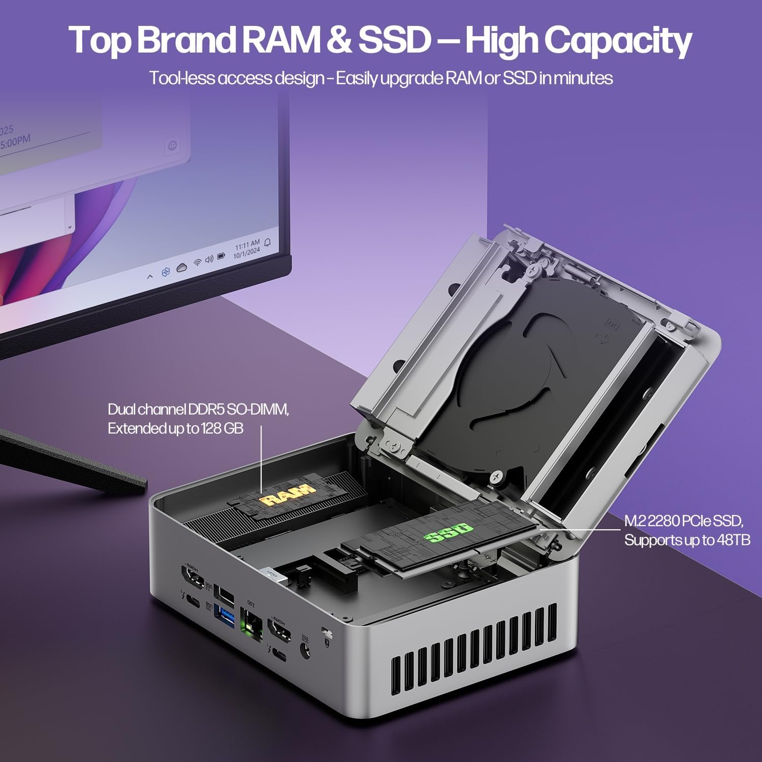 ASUS NUC 15 Pro+ Mini Desktop PC, Intel Series 2 Core Ultra 5 225H (14C/14T, Up to 4.9GHz), 16GB DDR5 RAM, 512GB PCIe SSD, Arc 130T GPU, Win 11 Pro, Thunderbolt 4, WiFi 7, BT 5.4, 8K/Quad 4K HDR