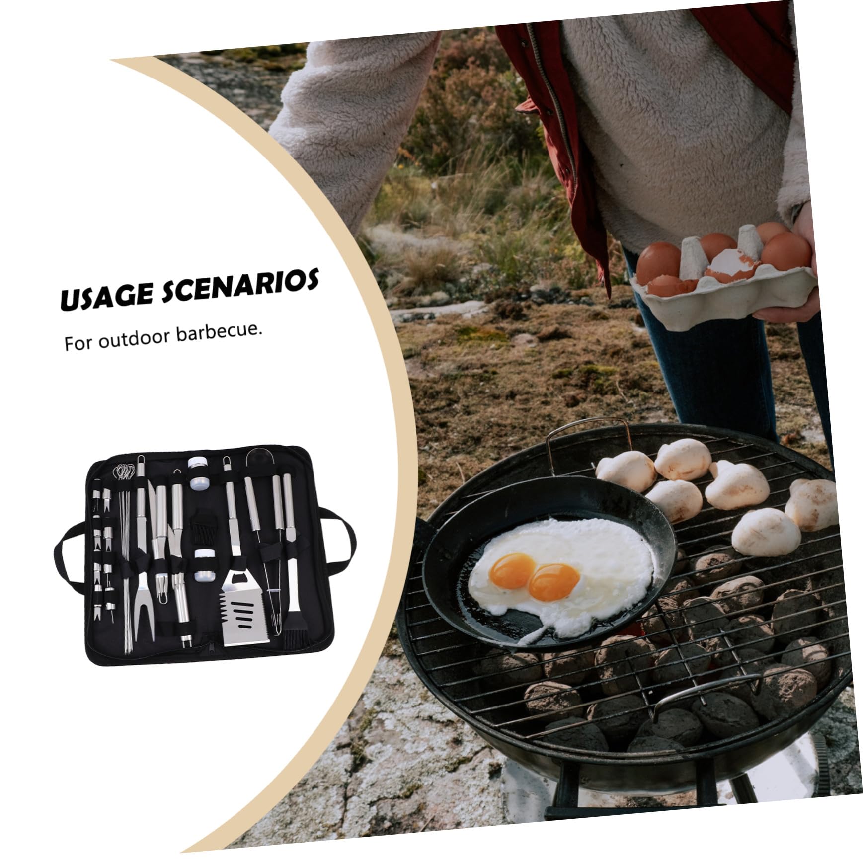 GALPADA Teiliges BBQ Grillbesteck aus Edelstahl Langlebig und Sicher Inklusive Grillzange Hitzebeständig mit Tragbarer Oxford Tasche für Outdoor Grillen Camping und Party