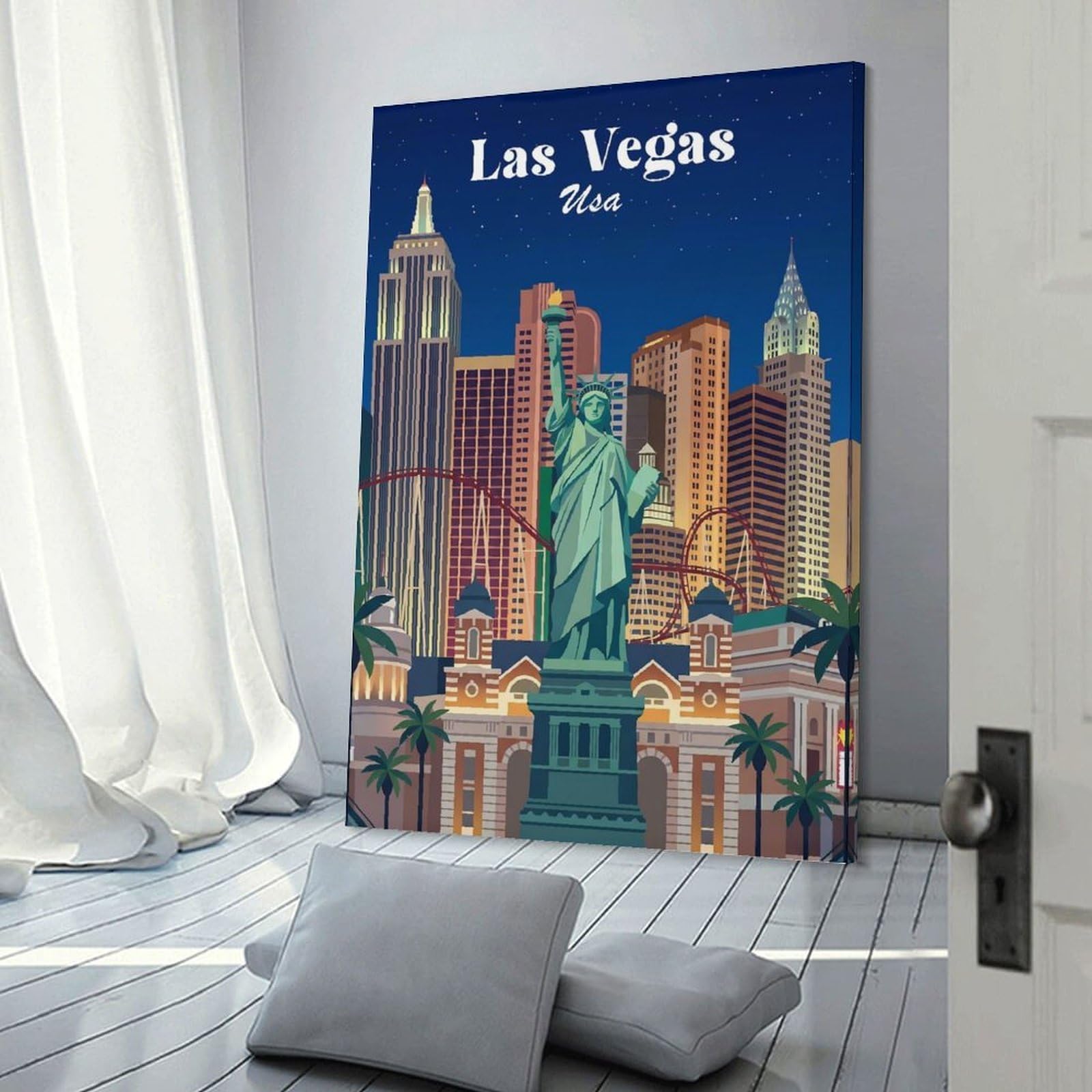Junmoney Las Vegas USA Home Decor Wall Art, 20x30inch(50x75cm), for Lounge, Bedroom Or Personal Spaces, Thoughtful Wall Decor for Art Lovers