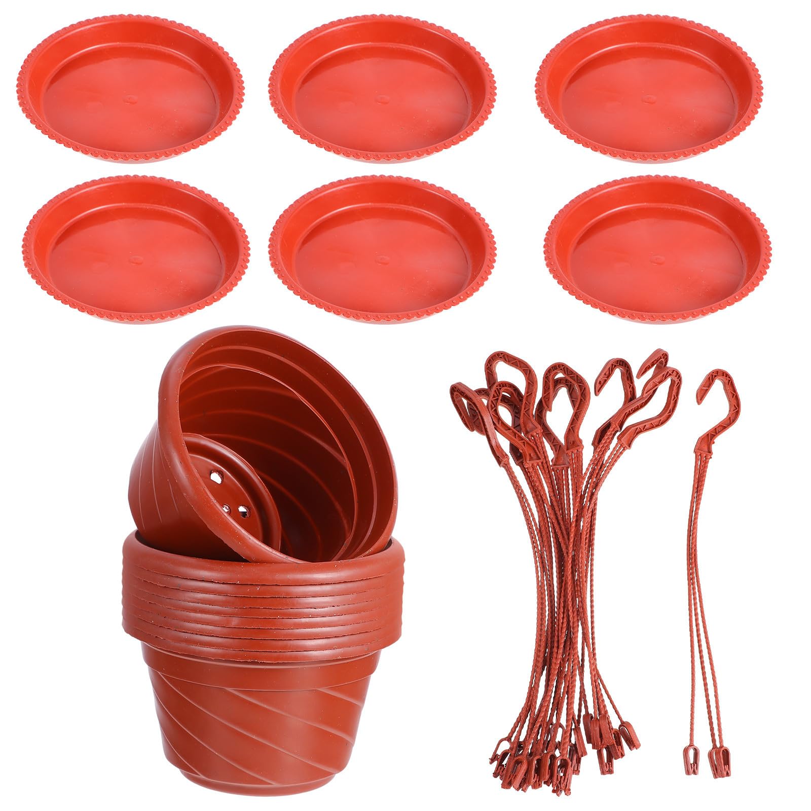 Jardinière Suspendue Ronde en Plastique Rouge, 10 Sets pour Plantes