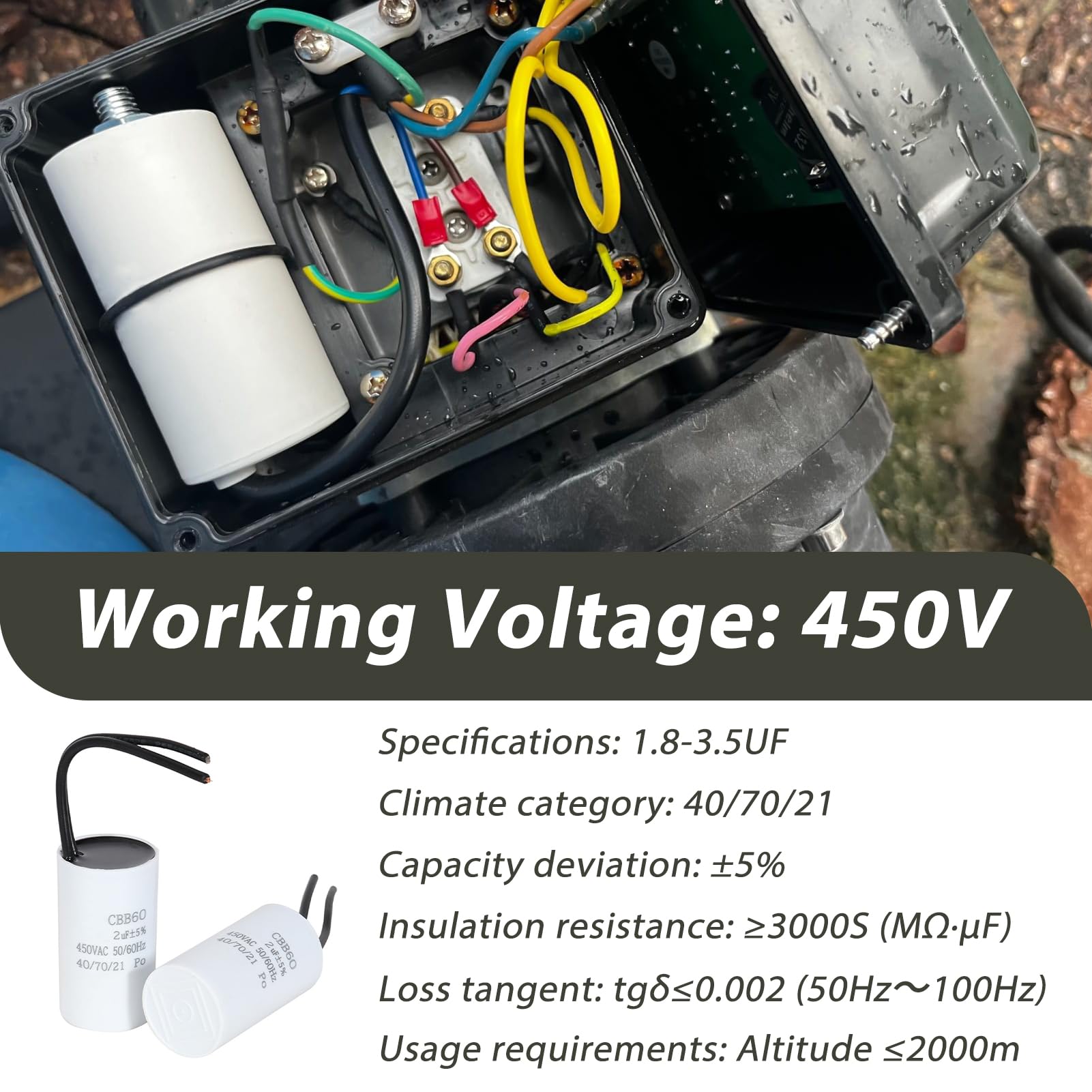 Produktbild von CBB60 Motorkondensator 3-80 µF / 450 V – Anlaufkondensator Für Verschiedene Anwendungen