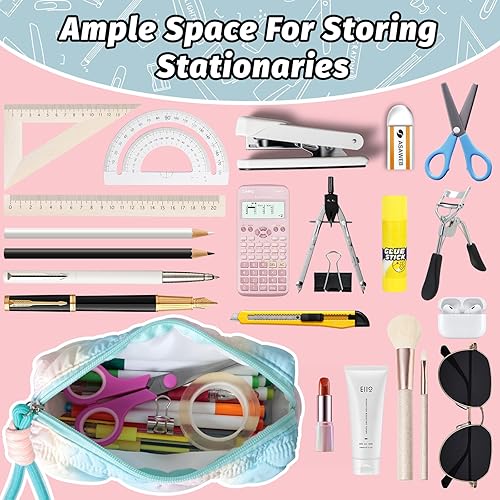 Miniatura 3 de Estuche para lápices, bolsa estética original para lápices de color degradado, estuche organizador ligero con tira de cremallera y bucle fácil para