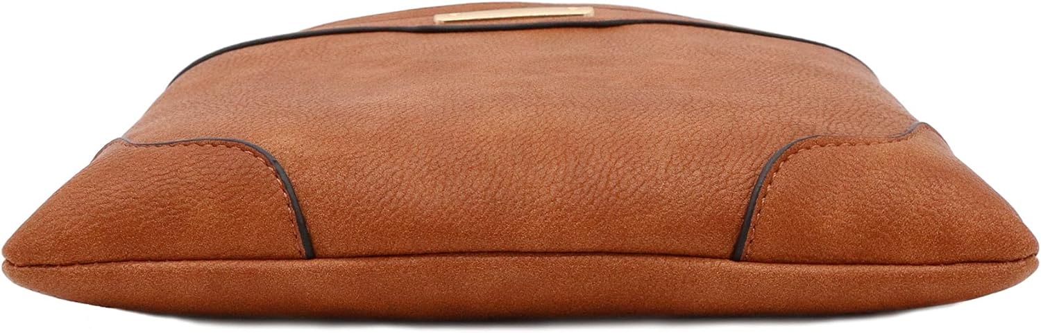 Medium Size Solid Modern Classic Crossbody Bag with Gold Plate - Image 5